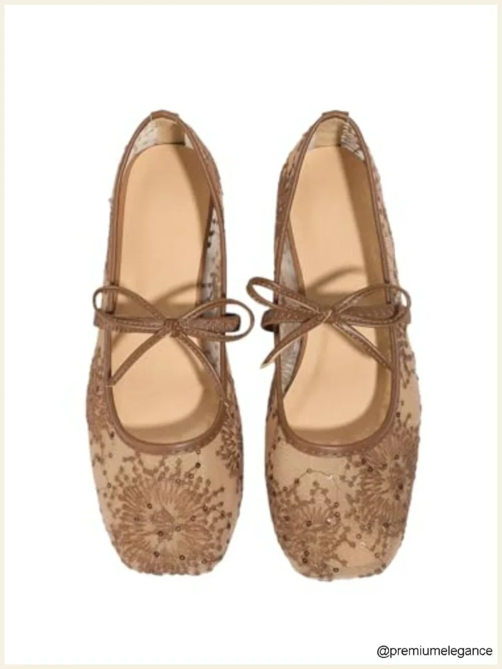 Lace Mesh Ballet Flats Square Toe Maryjane Floral Embroidery Dress Shoes